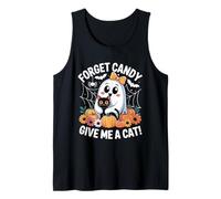 Fantasma de Halloween Sosteniendo Gato Negro Olvídate de Caramelo Dame Un Camiseta sin Mangas