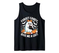 Fantasma de Halloween Sosteniendo Gato Negro Olvídate de Caramelo Dame Un Camiseta sin Mangas