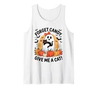 Fantasma de Halloween Sosteniendo Gato Negro Olvídate de Caramelo Dame Un Camiseta sin Mangas
