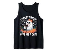 Fantasma de Halloween Sosteniendo Gato Negro Olvídate de Caramelo Dame Un Camiseta sin Mangas