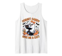 Fantasma de Halloween Sosteniendo Gato Negro Olvídate de Caramelo Dame Un Camiseta sin Mangas