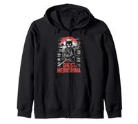 Fantasma de Meowshima Samurai Cat Puesta de sol japonesa épica Sudadera con Capucha