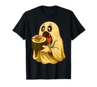 Fantasma Divertido Comiendo Sushi Linda Comida de Halloween Camiseta