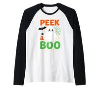 Fantasma divertido de Halloween Peek-a-boo Camiseta Manga Raglan