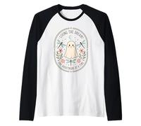 Fantasma Divertido Halloween Cottagecore Spooky Floral Camiseta Manga Raglan