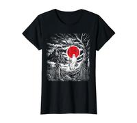 Fantasma en Columpio Castillo Embrujado Luna Sangrienta Camiseta gráfica económica, Mujer, Negro, S