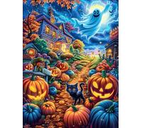 Fantasma en el Bosque de Halloween Puzzle 300 Piezas Cartón Blanco Premium para Coleccionistas Cuento de Hadas de acompañamiento mágico Entrenamiento Memoria Hobby Colección Regalo Ori