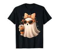 Fantasma Espeluznante Bebiendo Calabaza café Helado Halloween Camiseta