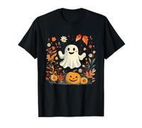 Fantasma Hojas Otoño Flor Silvestre Floral Calabaza Halloween Camiseta