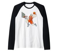 Fantasma Jugando Baloncesto Dunk Divertido Disfraz de Halloween Deportes Camiseta Manga Raglan