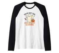 Fantasma Lindo Stay Spooky & Strong Diseño Halloween Camiseta Manga Raglan