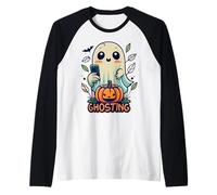 Fantasma LOL espeluznante, dulce y totalmente compatible con texto Camiseta Manga Raglan