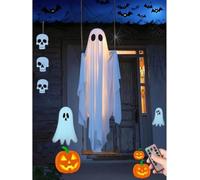 Fantasma oscilante para decoración al aire libre, fantasma colgante en un columpio, 5 pies, fantasmas fantasmas de Halloween, decoración al aire libre para árbol, porche, patio, jardín, césped