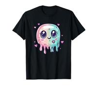 Fantasma Pastel Kawaii Con Corazones Sonris Camiseta