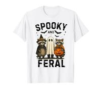 Fantasma retro espeluznante y salvaje mapache Halloween niños niñas Camiseta