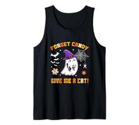 Fantasma Sosteniendo Gato Negro Olvídate Caramelo Dame Un Gato Groovy Camiseta sin Mangas