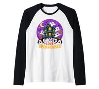 Fantasmas Amor Casas Abiertas Divertido Agente Inmobiliario Halloween Camiseta Manga Raglan