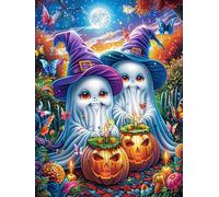 Fantasmas de Brujas en el Bosque de Halloween Puzzle 500 Piezas Cartón Blanco Premium para Coleccionistas Cuento de Hadas Animal mágico Entrenamiento Memoria Hobby Colección Regalo Ori