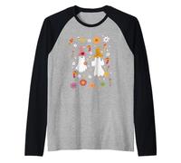 Fantasmas de Halloween con sombreros y flores Camiseta Manga Raglan