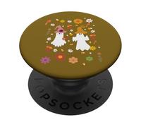 Fantasmas de Halloween con sombreros y flores PopSockets PopGrip Adhesivo