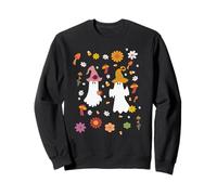 Fantasmas de Halloween con sombreros y flores Sudadera