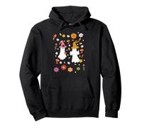 Fantasmas de Halloween con sombreros y flores Sudadera con Capucha
