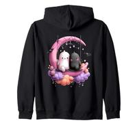 Fantasmas de Luna de Halloween Kawaii en Columpio Sudadera con Capucha