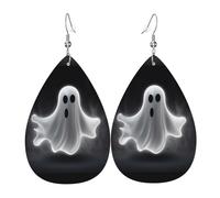 Fantasmas Negros Y De Halloween Pendientes Colgantes Elegancia Pendientes De Cuero Diversión Aretes De Cuero Con Forma De Gota Para Viajes Fiestas Bodas