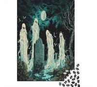 Fantasmas y Monstruos de Halloween Puzzle De 1000 Rompecabezas De Madera Piezas, 1000 Piezas Rompecabezas Adultos, Entretenimento Adecuado para Decoración del Hogar Y como Regalo 1000pcs (75x50cm)