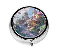 Fantastic and Lovely House - Organizador de pastillas personalizado único - Pastillero de viaje para 7 días AM PM con diseño de impresión completa - Mini organizador de medicamentos chapado en hierro