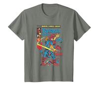 Fantastic Four First Comic Cover Camiseta, Niños, Verde Militar Jaspeado, 10 años