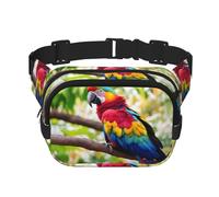 Fantastic Parrot Feather - Riñonera cuadrada de doble capa con estampado de plumas de loro, unisex, para viajes y entrenamiento, Negro -, Talla única