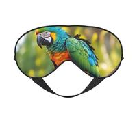 Fantástica máscara de ojos de doble cara con estampado de plumas de loro, cubierta suave para viajes, máscara de dormir nocturna para hombres y mujeres