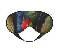 Fantástica máscara de ojos transpirable con estampado de plumas de loro, ideal para viajes al aire libre, camping, meditación, yoga