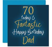 Fantástica tarjeta de 70 cumpleaños para papá - Tarjeta de feliz cumpleaños para papá de hijo e hija, regalo de 145 mm