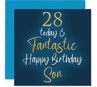 Fantásticas tarjetas de cumpleaños 28 para hijo, 28 hoy y fantásticas, tarjeta de feliz cumpleaños para hijo de mamá o papá, regalos de cumpleaños para hijo, tarjetas de felicitación de cumpleaños de