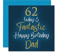 Fantásticas tarjetas de cumpleaños 62 para papá, 62 Today & Fantastic, tarjeta de feliz cumpleaños para papá de hijo e hija, regalos de cumpleaños para padre, tarjetas de felicitación de cumpleaños de