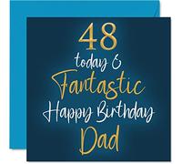 Fantásticas tarjetas de cumpleaños número 48 para papá - 48 Today & Fantastic - Tarjeta de feliz cumpleaños para papá de parte de hijo e hija, regalos para padre, tarjetas de felicitación de 145 mm
