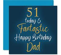 Fantásticas tarjetas de cumpleaños número 51 para papá - 51 Today & Fantastic - Tarjeta de feliz cumpleaños para papá de parte de hijo e hija, regalos para padre, tarjetas de felicitación de 145 mm