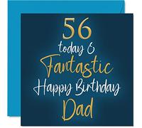 Fantásticas tarjetas de cumpleaños número 56 para papá - 56 Today & Fantastic - Tarjeta de feliz cumpleaños para papá de parte de hijo e hija, regalos para padre, tarjetas de felicitación de 145 mm,
