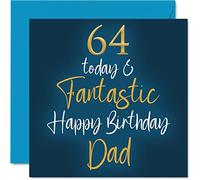 Fantásticas tarjetas de cumpleaños número 64 para papá - 64 Today & Fantastic - Tarjeta de feliz cumpleaños para papá de parte de hijo e hija, regalos para padre, tarjetas de felicitación de 145 mm,