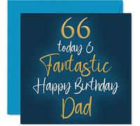 Fantásticas tarjetas de cumpleaños número 66 para papá - 66 Today & Fantastic - Tarjeta de feliz cumpleaños para papá de parte de hijo e hija, regalos para padre, tarjetas de felicitación de 145 mm,