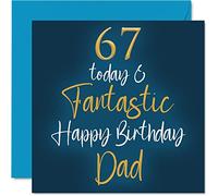 Fantásticas tarjetas de cumpleaños número 67 para papá - 67 Today & Fantastic - Tarjeta de feliz cumpleaños para papá de parte de hijo e hija, regalos para padre, tarjetas de felicitación de 145 mm,