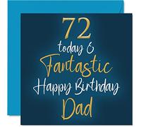 Fantásticas tarjetas de cumpleaños número 72 para papá - 72 Today & Fantastic - Tarjeta de feliz cumpleaños para papá de parte de hijo e hija, regalos para padre, tarjetas de felicitación de 145 mm,