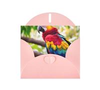 Fantásticas tarjetas de regalo con estampado de plumas de loro, tarjetas de cumpleaños unisex, tarjetas de agradecimiento con sobres