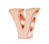 Fantasticharm para pulsera Pandora Encantos de letra de oro rosa sólidos de plata esterlina 925 iniciales A-Z cuentas de alfabeto, Oro rosa Plata de ley Plata