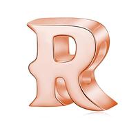 Fantasticharm para pulsera Pandora Encantos de letra de oro rosa sólidos de plata esterlina 925 iniciales A-Z cuentas de alfabeto, Oro rosa Plata de ley Plata