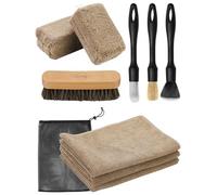 Fantasticlean 9 PCS Kit Limpieza Coche Interior, Cepillo de Crin Natural, Pinceles de Detalle, Paños de Microfibra y Esponjas para Asientos y Cuero