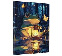 Fantástico arte de pared de linterna de anfibios, impresiones de bosque encantado verde y amarillo, decoración estética mágica para el hogar, para sala de estar, dormitorio, guardería, sin marco, 8 x