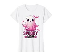 Fantástico Fantasma Rosa y Blanco para Halloween de Spooky Mom Family Camiseta